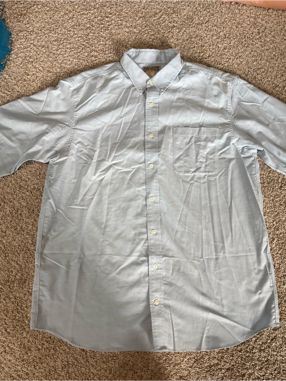 Duluth Trading Co Light Blue Short-Sleeve Button-Down Shirt XLT